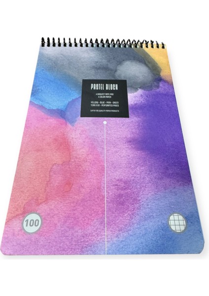 Pastel Block A5 Not Defteri, 100 Yaprak Kareli, Renkli Tasarım modelleri