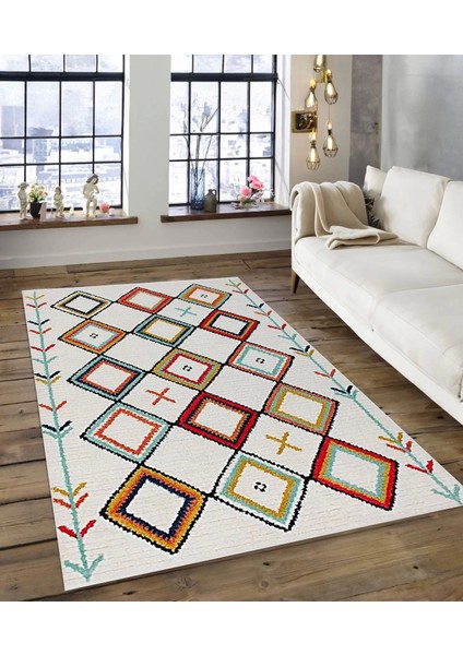 Işıltı Koleksiyonu MODEL189 Süngerli Dijital Baskılı Saçaksız Mutfak Halısı Yolluk