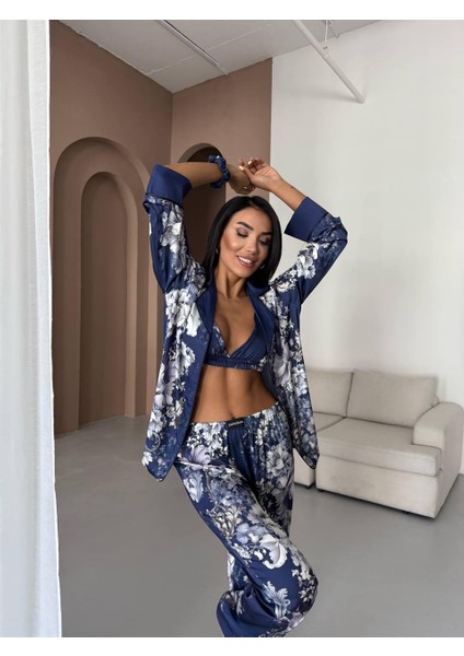 Ipek Saten Çiçek Desen Pijama Takımı fiyatları