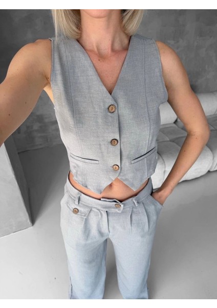 Essential Yelek Pantolon Takım Gri S255254 indirimleri