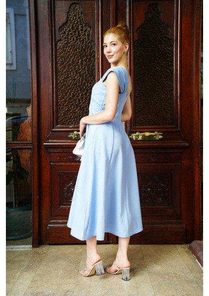 U Yaka Prenses Elbise Mavi S255101 fırsatları