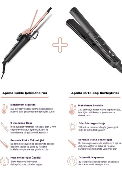 Saç Maşası 9 mm + Düzleştirici Siyah Set