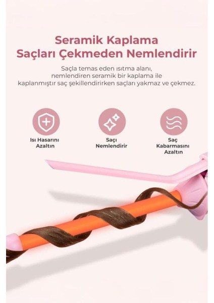 Seramik Kaplama Saç Maşası, 130°C Isınma, Sıkı Bukleler ve Doğal Kıvırcık Saçlar Için