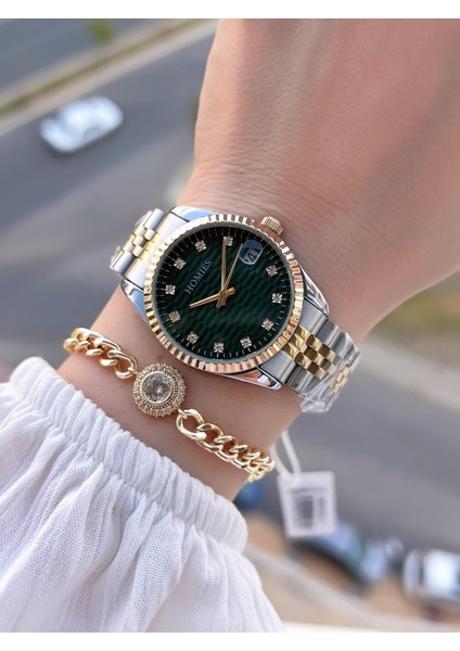 Çelik Kordon 2 Yıl Garantili 30 mt Suya Dayanıklı Kadın Kol Saati+Bileklik HM.23257.4 fiyatları