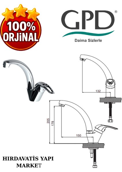 Adrio MTT120 Tek Su Girişli Tek Gövde Lavabo Bataryası modelleri