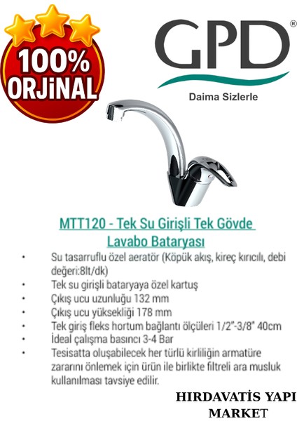 Adrio MTT120 Tek Su Girişli Tek Gövde Lavabo Bataryası fırsatları