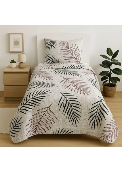 %100 Pamuk Tek Kişilik Pike Seti Elyaf Dolgulu Kapıtone Yaprak Desenli modelleri