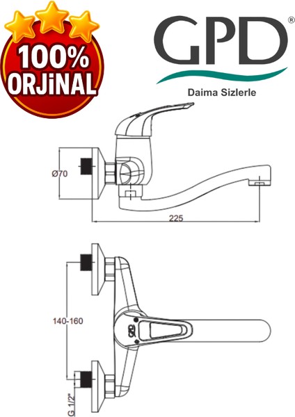 Adrio MAL120 Aplike Lavabo Bataryası fiyatları