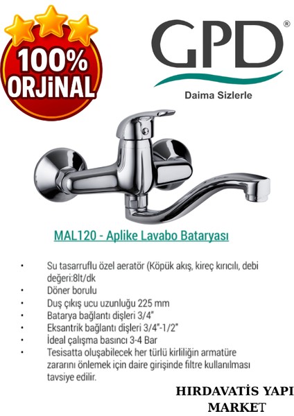 Adrio MAL120 Aplike Lavabo Bataryası fırsatları