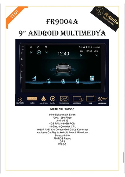 Tablet Multimedya 9 Inç Dokunmatik Ekran Androıd 13 4+64 GB - Wifi 5g modelleri