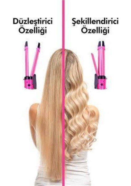 Ikili Saç Şekillendirici, Düzleştirici ve Maşalı, Çok Renkli, Tüm Saç Tiplerine Uygun fırsatları