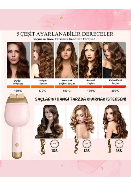 Pembe Kedi Figürlü Isı Ayarlı Saç Maşası, Kalın ve Ince Bukle Yapıcı fırsatları