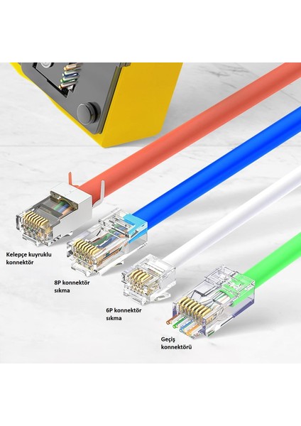 Kablo Sıkma Pensesi - RJ45 RJ11 Cat5 Cat6 Cat7 Dönüştürücü Kesme ve Trimleme Aleti