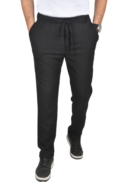 Rahat Kesim Örme Kumaş Beli Lastikli Ince Spor Pantolon 2502216