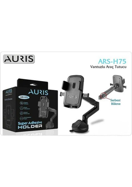 ARS-H75 Vantuslu Katlanabilir 360° Döner Başlıklı Araç Içi Telefon Tutucu
