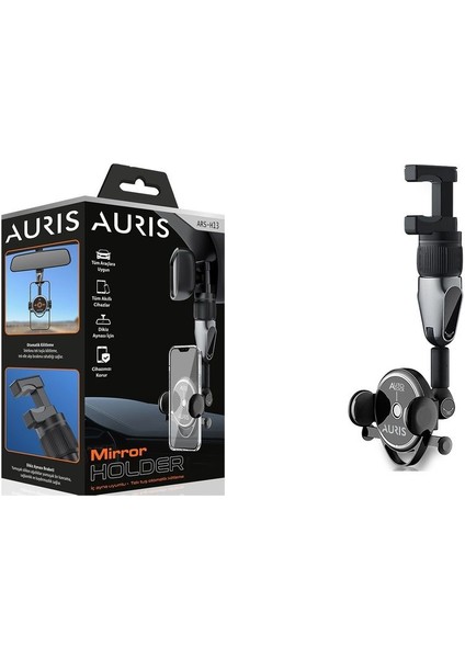 ARS-H13 Iç Ayna Uyumlu Tek Tuş Otomatik Kitleme Araç Içi Telefon Tutucu Tüm Telefon&araçlara Uyumlu