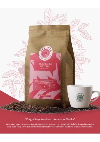 100 gr Strawberry Matcha Çay Tozu | Favorte 100 gr Çilekli Maça Çayı Tozu