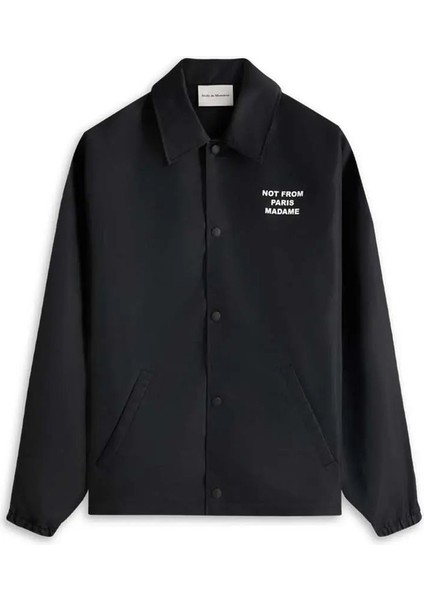 Siyah Su Geçirmez La Veste Slogan Ceket - Not From Paris Madame Yazılı fiyatları