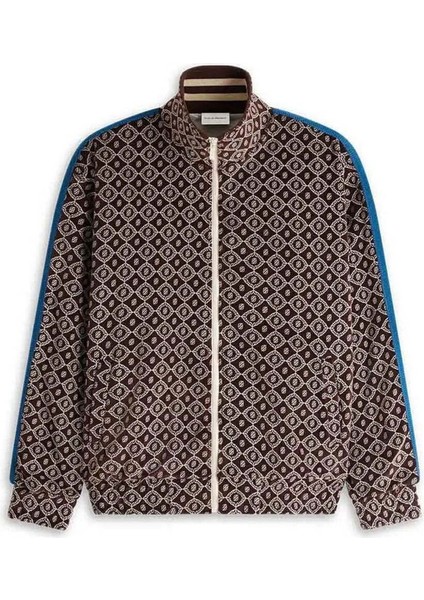 Monogram Desenli Kadife Ceket - Yüksek Yakalı, Rahat Fit