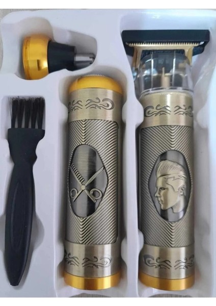 Çiftli Profesyonel Tıraş Makinesi, Başlıklı, Sakal, Yanak, Burun, Ense, T Bıçak, Epilasyon