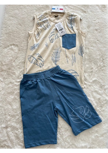 Yapraklı Sıfır Kol Şortlu Erkek Takım