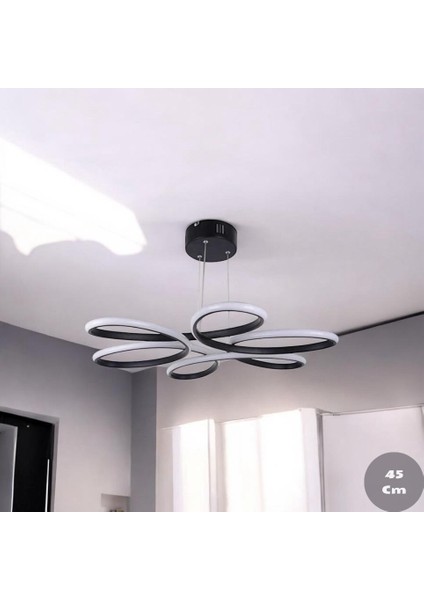 45 cm Siyah Beyaz LED Papatya Sarkıtma Avize
