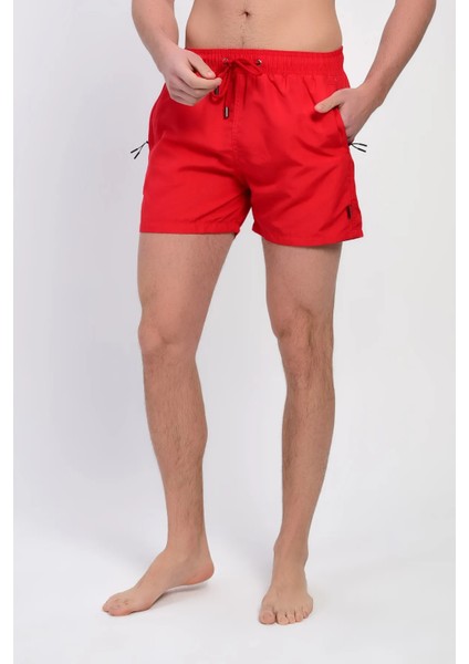 Erkek Kırmızı Deniz Şortu Fermuarlı Cepli 12018 modelleri