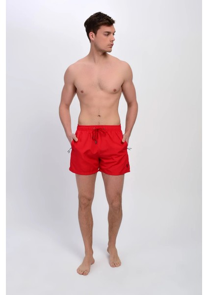 Erkek Kırmızı Deniz Şortu Fermuarlı Cepli 12018 indirimleri