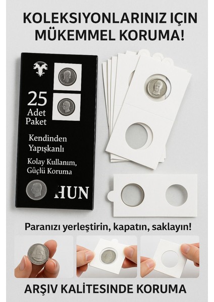 Madeni Para Karton Kapama 22.5 Mm, Kendinden Yapışkanlı - Sticker'sız (1 Kutu Içinde 25 Adet Vardır)