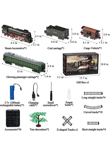 Elektrikli Demiryolu Seti, Buharlı Lokomotif, Işıklı Vagonlar fiyatları