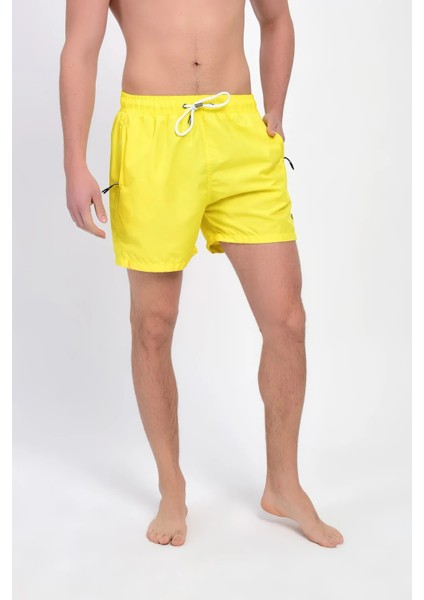 Erkek Sarı Deniz Şortu Fermuarlı Cepli 12018 fırsatları