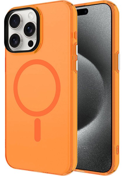 Zivo Apple iPhone 15 Pro Max Kılıf Zore M-Safe Şarj Özellikli Buzlu Transparan C-Pro Sert Kapak