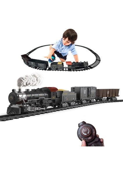 Elektrikli Tren Seti ,buhar, Ses ve Işıklar, Vagonlar ve Raylar ile Uzaktan Kumandalı Tren Oyuncağı
