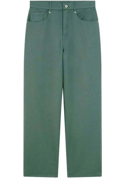 Su Yeşili 5 Cep Düşük Bel Le Pantalon Baggy Pantolon - Yün Karışımlı