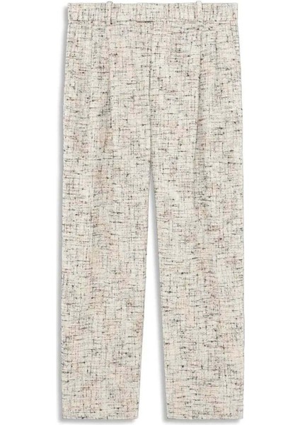 Erkekler Için Ecru Ikili Plise Tweed Pantolon - Rahat Kesim ve Şık Tasarım