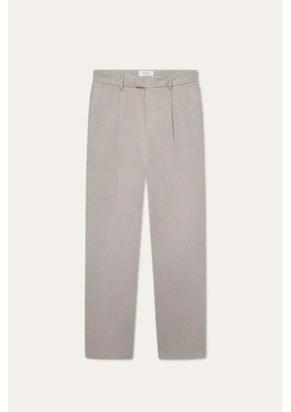 Reece Plise Detaylı Slub Takım Pantolon - Erkekler Için Hafif Kum Rengi