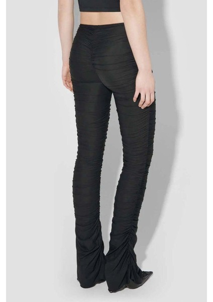 Moda Trendi Godet Dökümlü Siyah Lycra Pantolon - Rahat ve Şık