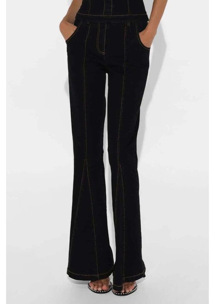 Brooklyn Jeans - Siyah Mid/low Bel Jean, Şık Dikiş Detayları ile Tarzınızı Yansıtın