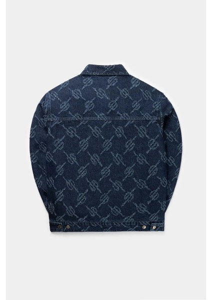 Jacob Denim Ceket - Monogram Desenli, Regular Fit, Mavi, 100% Pamuk fiyatları