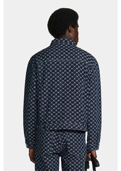 ralf Erkek Ceket - Denim Jakarlı, Monogram Desenli, Regular Fit fırsatları