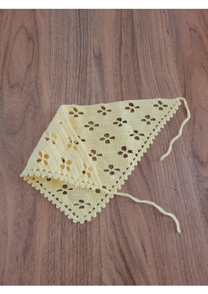 Örgü Bandana, El Örgüsü Desenli Üçgen Bandana, Yazlık Bandana fiyatları