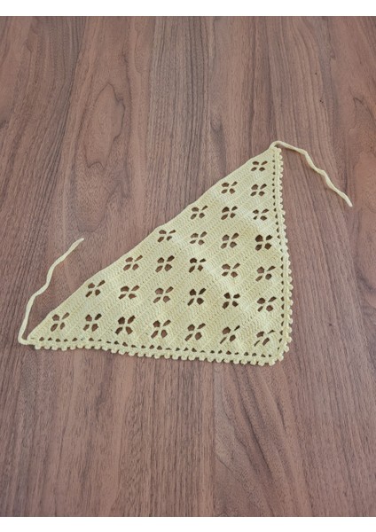Örgü Bandana, El Örgüsü Desenli Üçgen Bandana, Yazlık Bandana modelleri