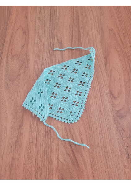 Örgü Bandana, El Örgüsü Desenli Üçgen Bandana, Yazlık Bandana