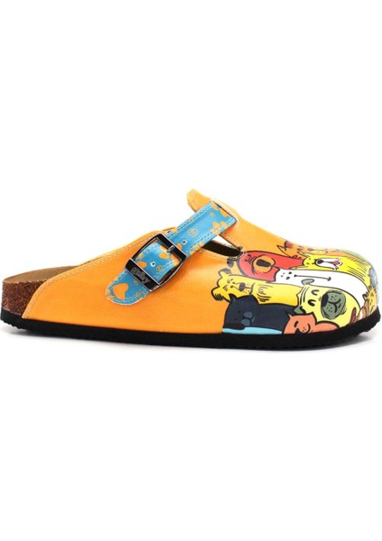 G251 Animals Desen Baskılı Burnu Kapalı Turuncu Mavi Sabo Kız Çocuk Kadın Terlik modelleri