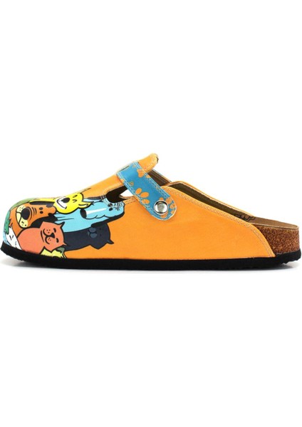 G251 Animals Desen Baskılı Burnu Kapalı Turuncu Mavi Sabo Kız Çocuk Kadın Terlik fırsatları