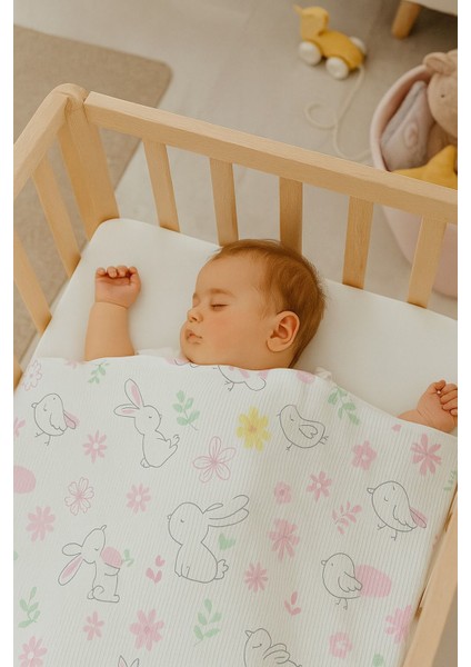 Penye Pamuklu Hayvan Figürlü Bebek Battaniyesi