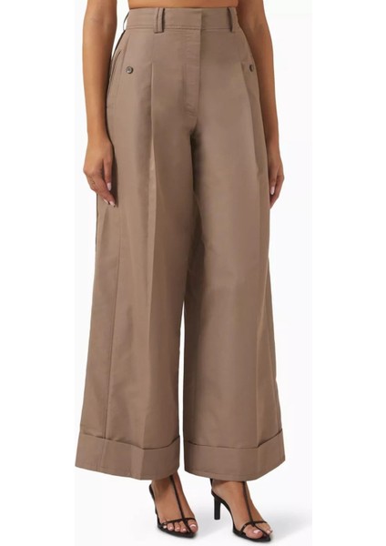 Gri Pileli Palazzo Pantolon Yüksek Bel, Italyan Pamuk, Geniş Paça modelleri