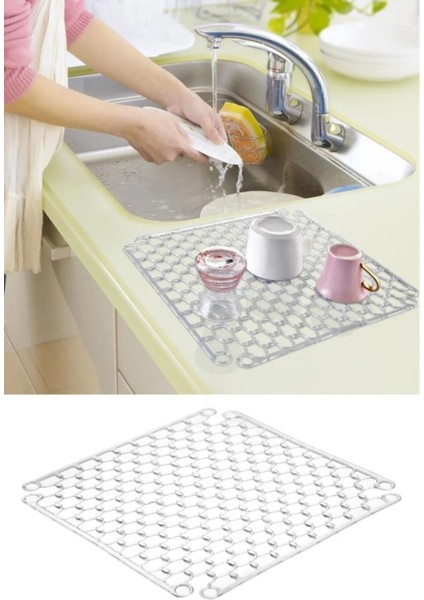 Lavabo ve Buzluk Matı Şeffaf Lavabo Halısı 32 cm M-111