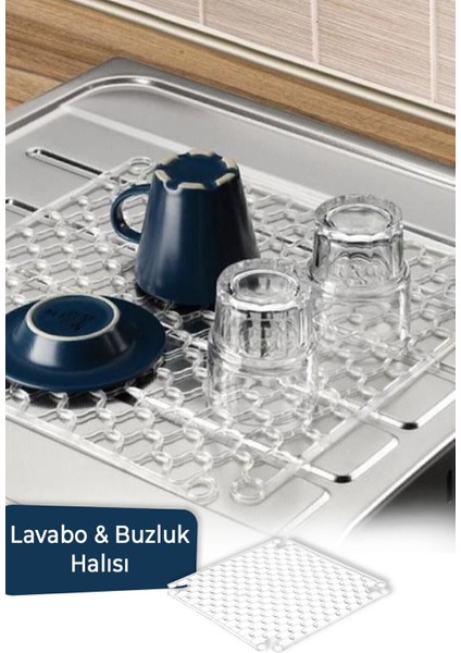 Lavabo ve Buzluk Matı Şeffaf Lavabo Halısı 32 cm M-111 fırsatları