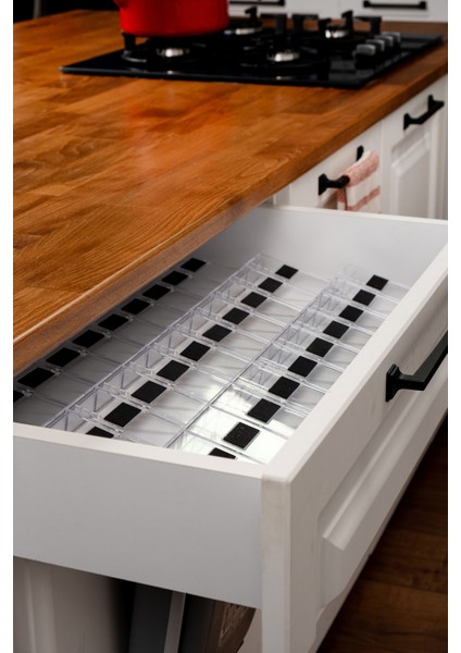 24'lü Şeffaf Lego Standlı Cam Kapaklı Baharatlık Seti Etiket Fırça Huni Hediyeli MH03GLD24F